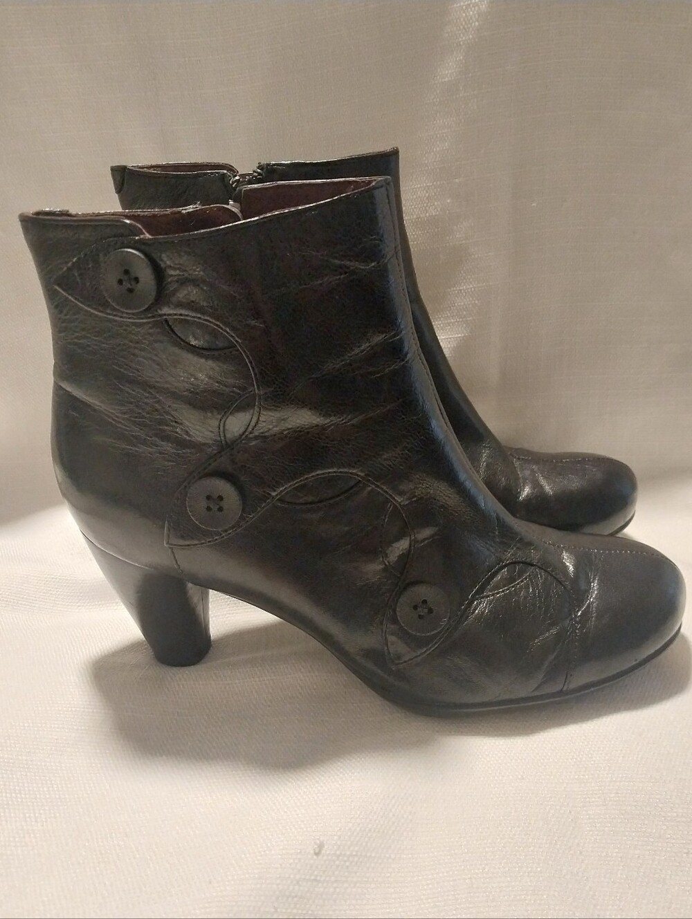Indigo By Clarks Artsy Whimsigoth Victorian Black Leather Side Zip Ankle Boot